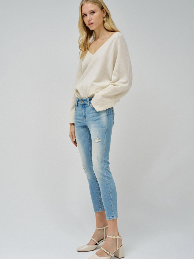 Jean cropped skinny wonder destroyed bleu femme - Salsa