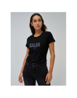 T-shirt à manches courtes avec logo et perles noir femme - Salsa