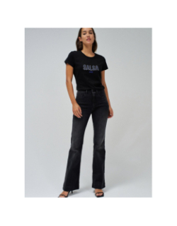 T-shirt à manches courtes avec logo et perles noir femme - Salsa