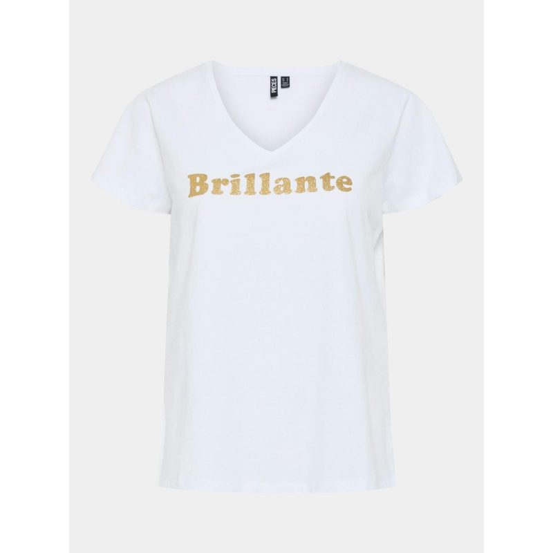 T-shirt col v serima brillante blanc femme - Pieces