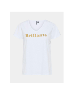 T-shirt col v serima brillante blanc femme - Pieces