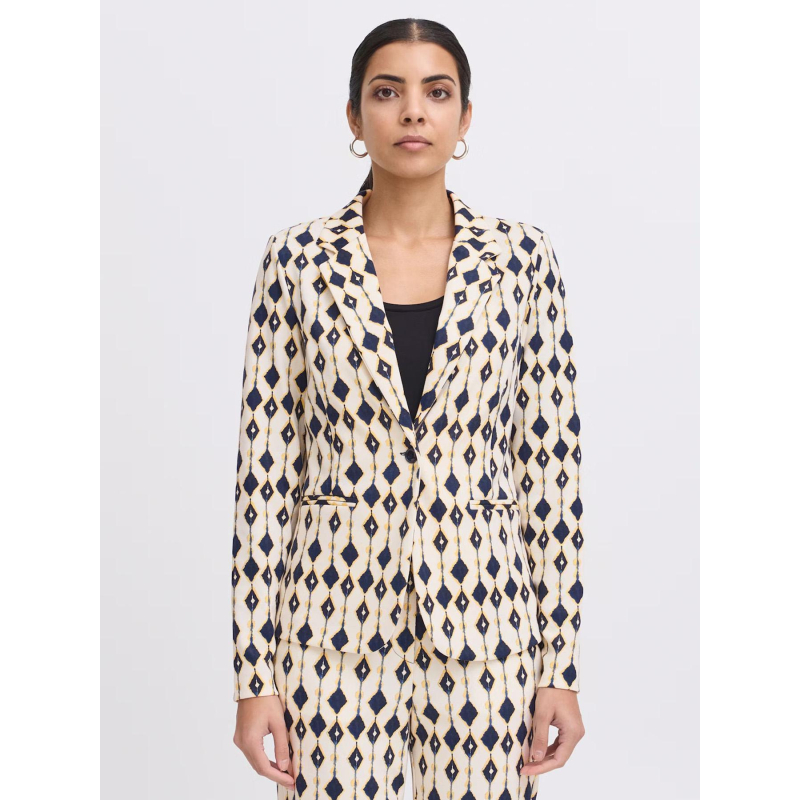 Veste blazer imprimée kate 24 beige femme - Ichi