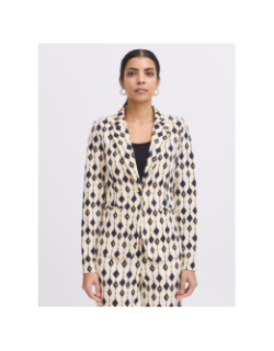 Veste blazer imprimée kate 24 beige femme - Ichi