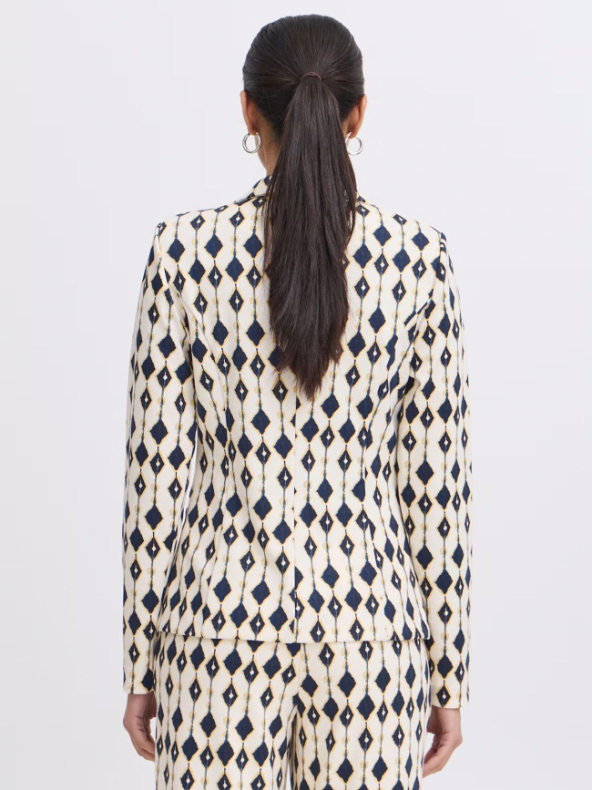 Veste blazer imprimée kate 24 beige femme - Ichi