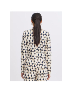 Veste blazer imprimée kate 24 beige femme - Ichi