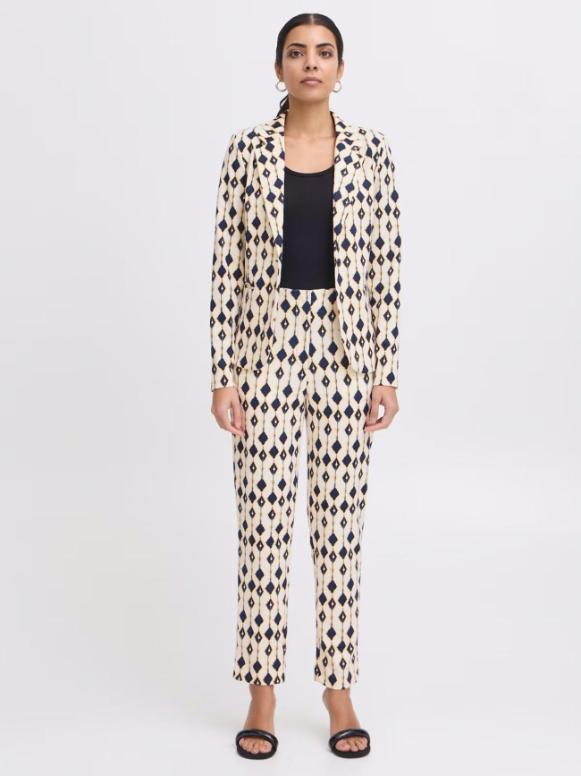 Veste blazer imprimée kate 24 beige femme - Ichi