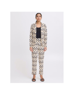Veste blazer imprimée kate 24 beige femme - Ichi