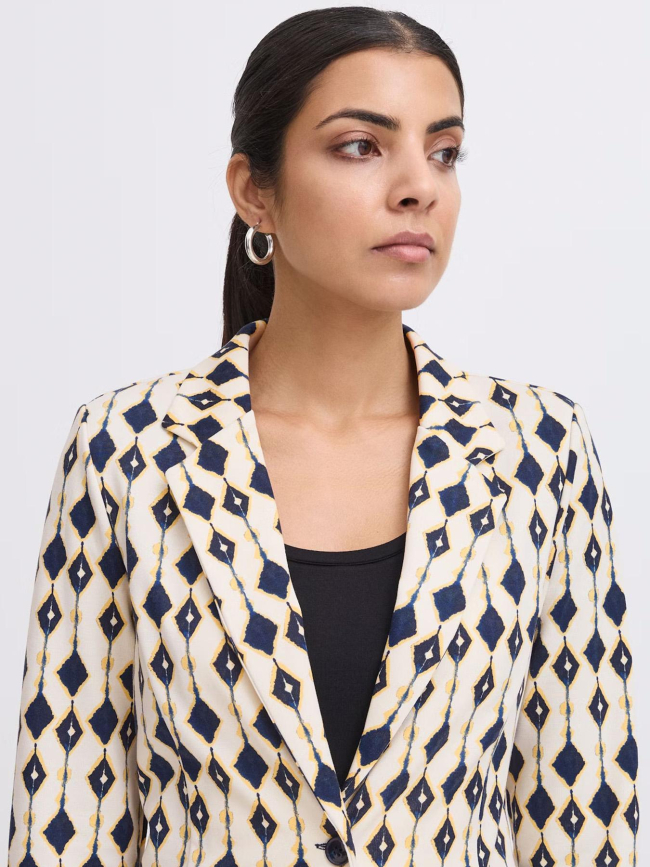 Veste blazer imprimée kate 24 beige femme - Ichi