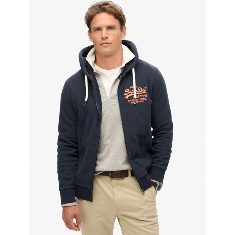 Sweat zippé cap logo vintage bleu marine homme - Superdry