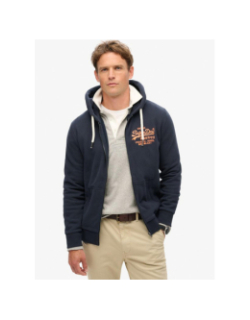 Sweat zippé cap logo vintage bleu marine homme - Superdry