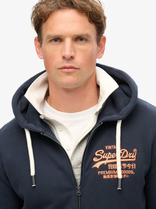 Sweat zippé cap logo vintage bleu marine homme - Superdry