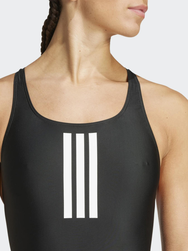 Maillot de bain de natation 3 bandes centrales noir femme - Adidas