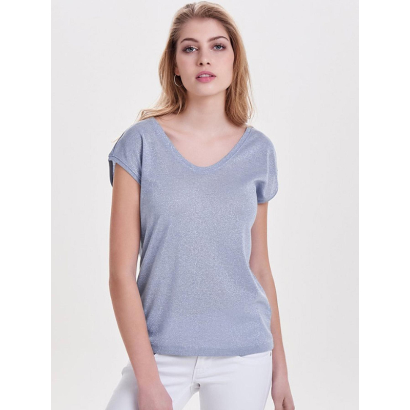 T-shirt à paillettes silvery halogen bleu femme - Only