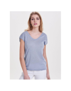 T-shirt à paillettes silvery halogen bleu femme - Only