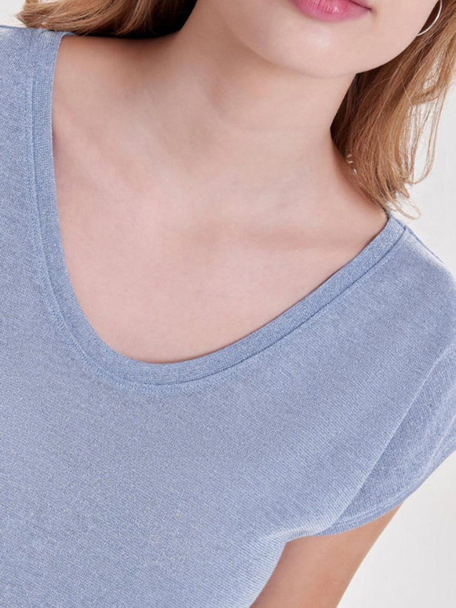 T-shirt à paillettes silvery halogen bleu femme - Only