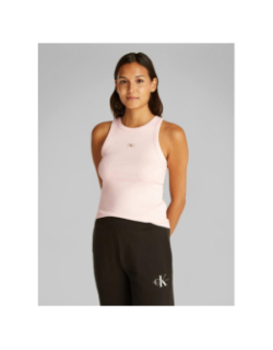 Débardeur côtelé label rose pâle femme - Calvin Klein Jeans