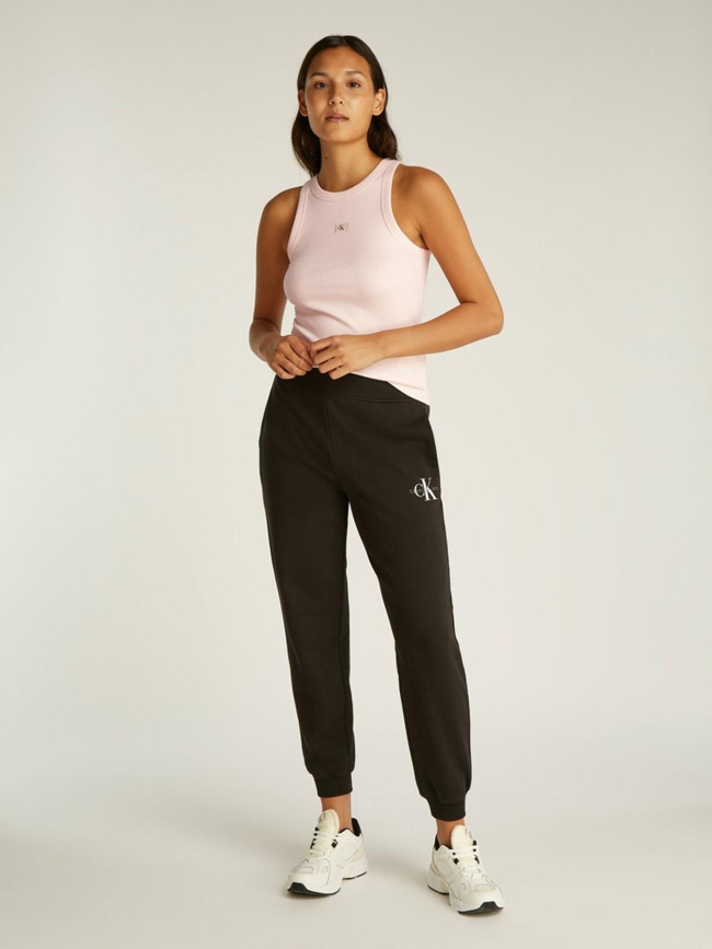 Débardeur côtelé label rose pâle femme - Calvin Klein Jeans