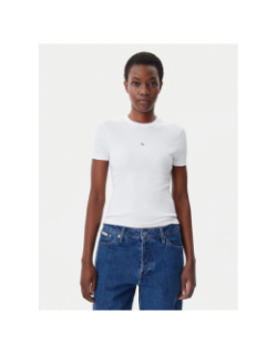 T-shirt côtelé label blanc femme - Calvin Klein Jeans