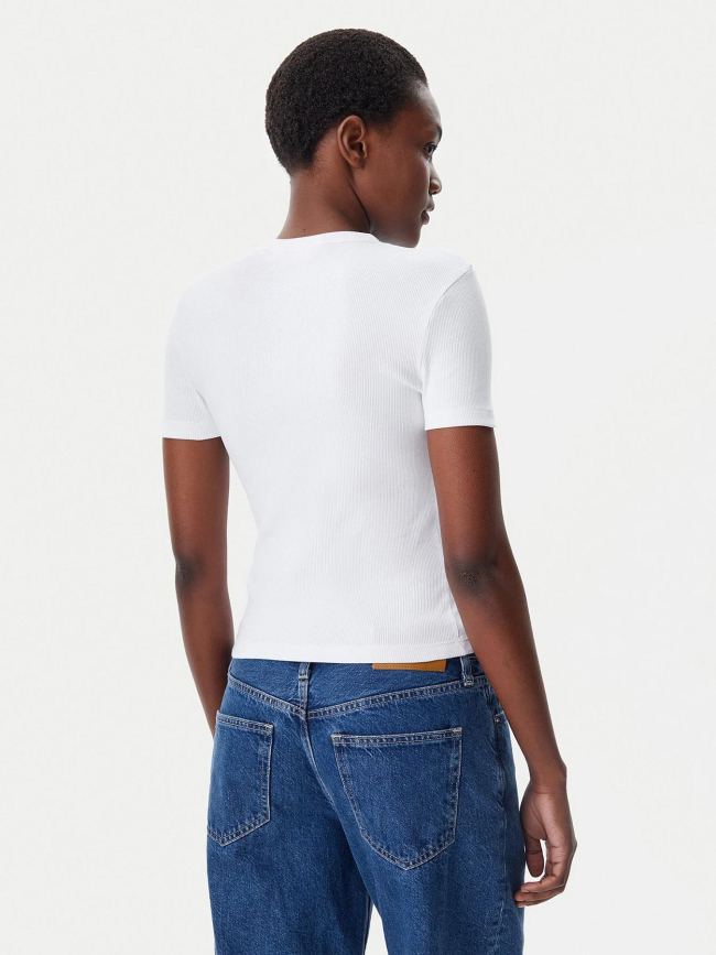 T-shirt côtelé label blanc femme - Calvin Klein Jeans