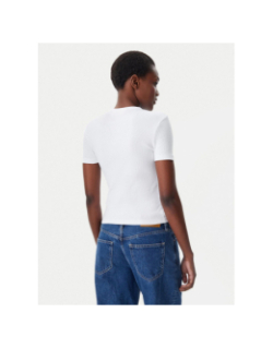 T-shirt côtelé label blanc femme - Calvin Klein Jeans