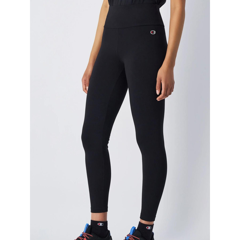 Legging 7/8 en coton et lycra noir femme - Champion