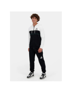 Sweat à capuche zippé contemporain noir et blanc homme - Le Coq Sportif