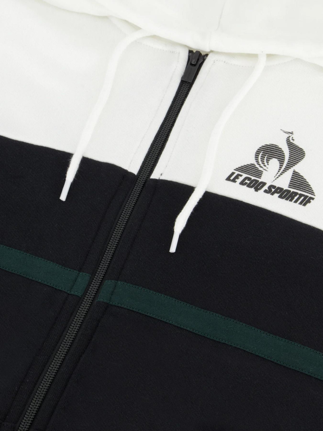 Sweat à capuche zippé contemporain noir et blanc homme - Le Coq Sportif
