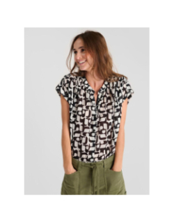 Chemisier laupy blanc noir femme - Le Temps Des Cerises