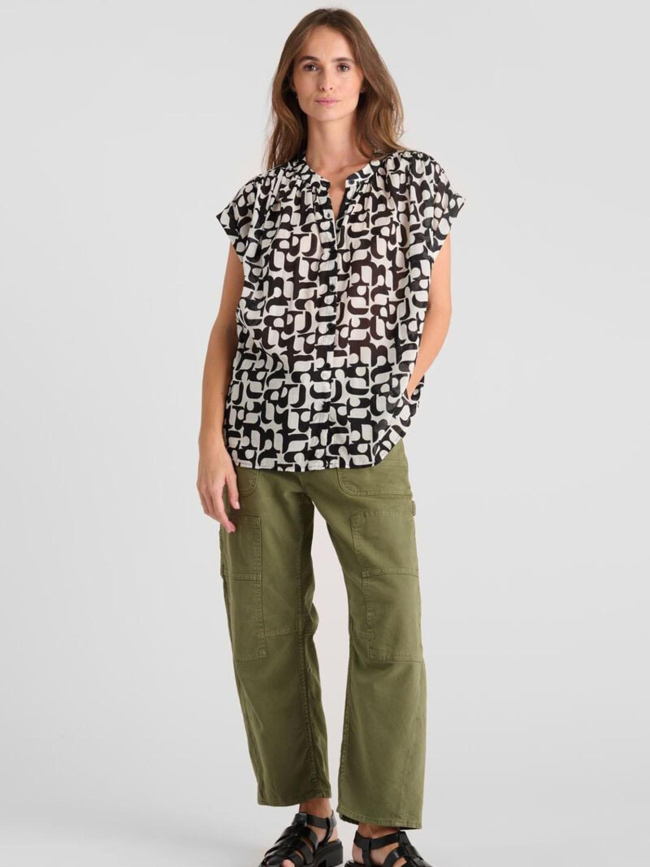 Chemisier laupy blanc noir femme - Le Temps Des Cerises