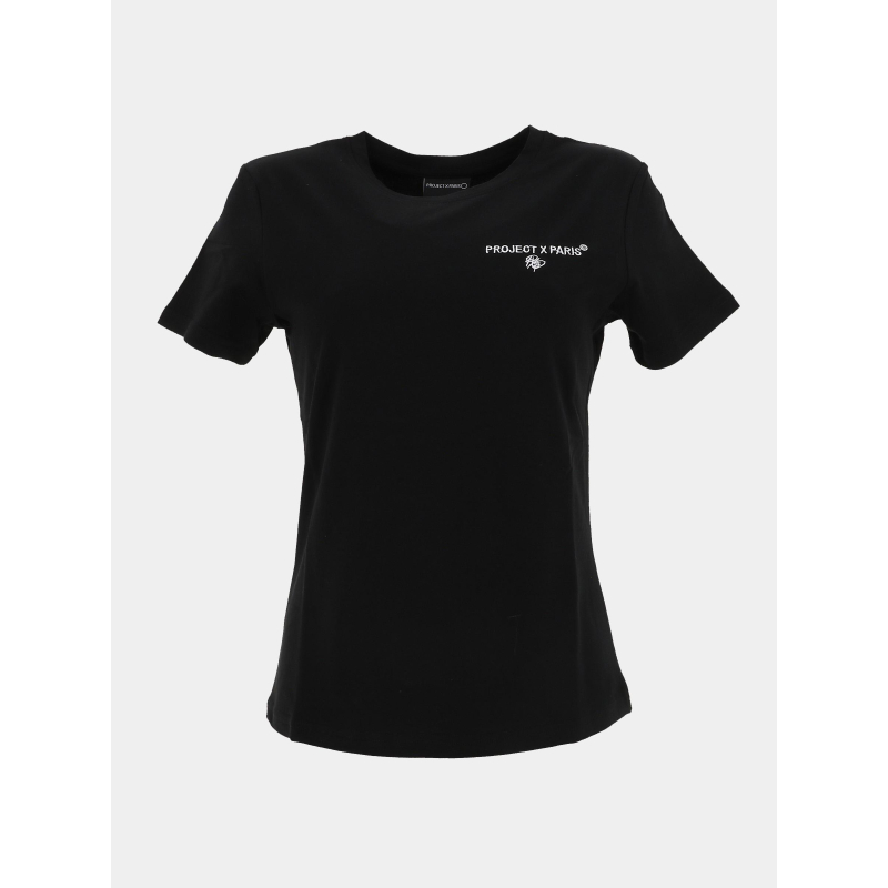 T-shirt double logo brodé noir femme - Project X Paris