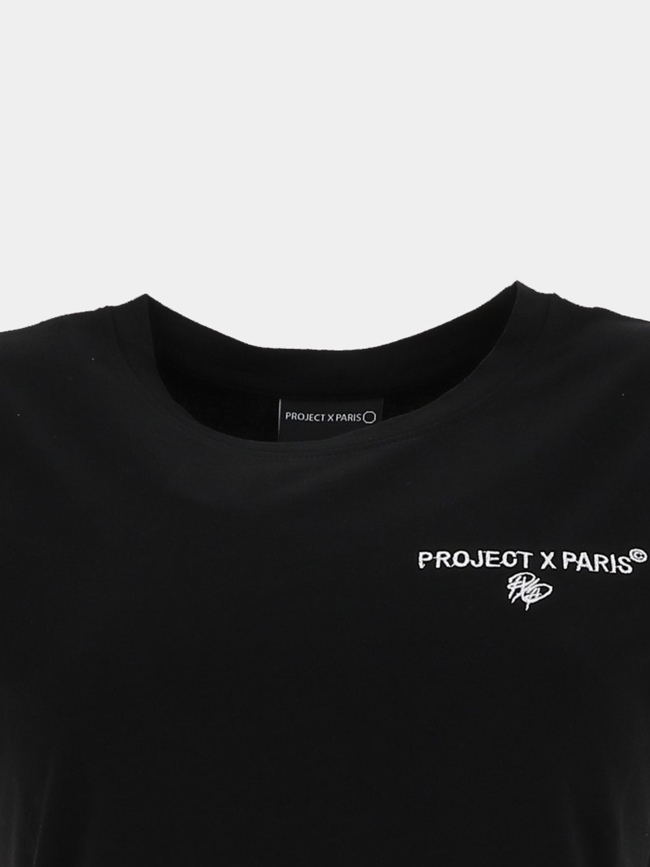 T-shirt double logo brodé noir femme - Project X Paris
