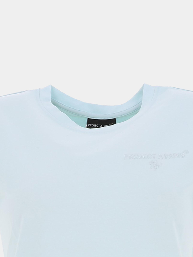 T-shirt double logo brodé bleu clair femme - Project X Paris
