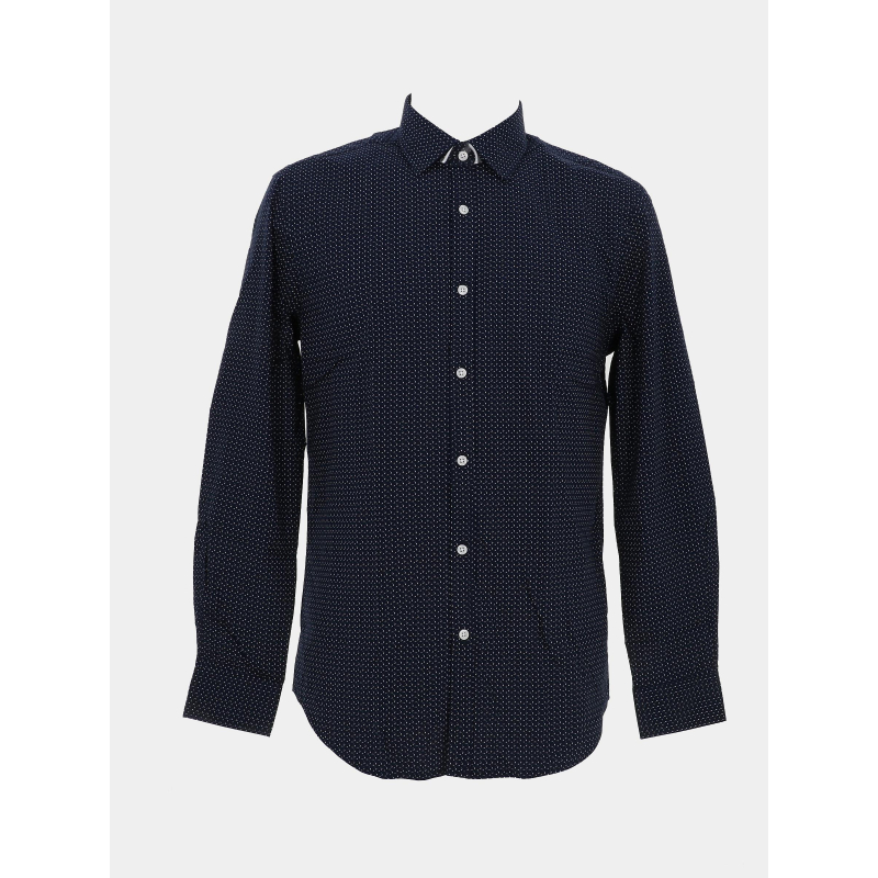 Chemise slim fit à motifs imprimés bleu marine homme - Izac