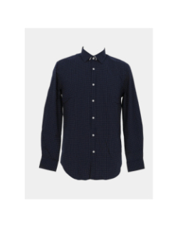 Chemise slim fit à motifs imprimés bleu marine homme - Izac