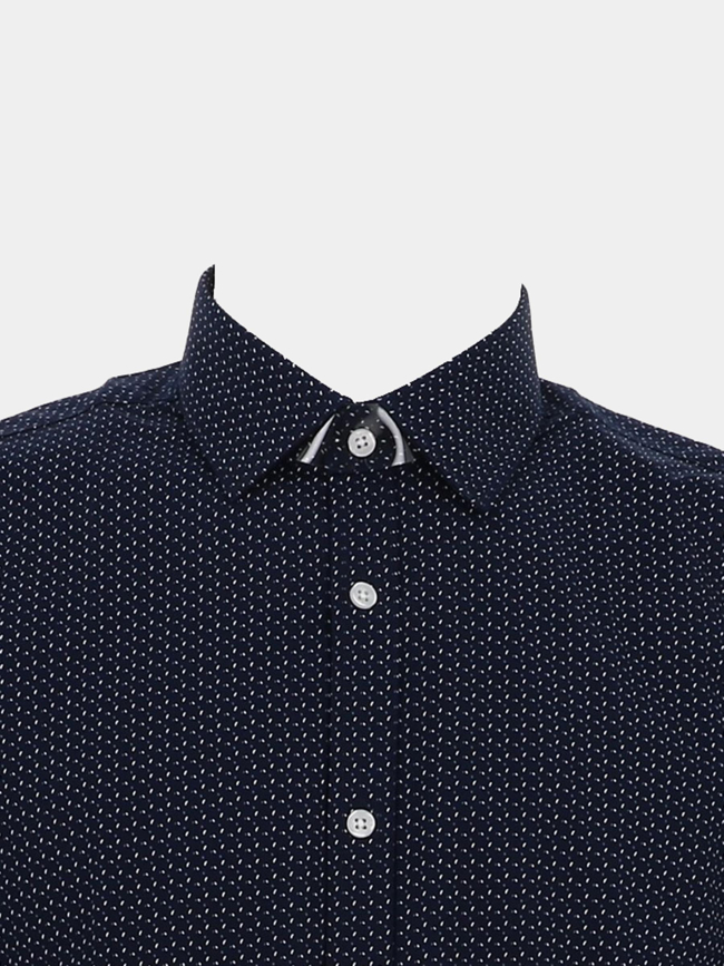 Chemise slim fit à motifs imprimés bleu marine homme - Izac