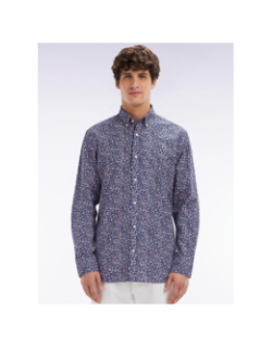 Chemise en popeline à motif floral bleu marine homme - Eden Park