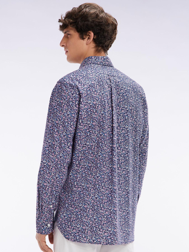 Chemise en popeline à motif floral bleu marine homme - Eden Park