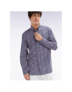 Chemise en popeline à motif floral bleu marine homme - Eden Park