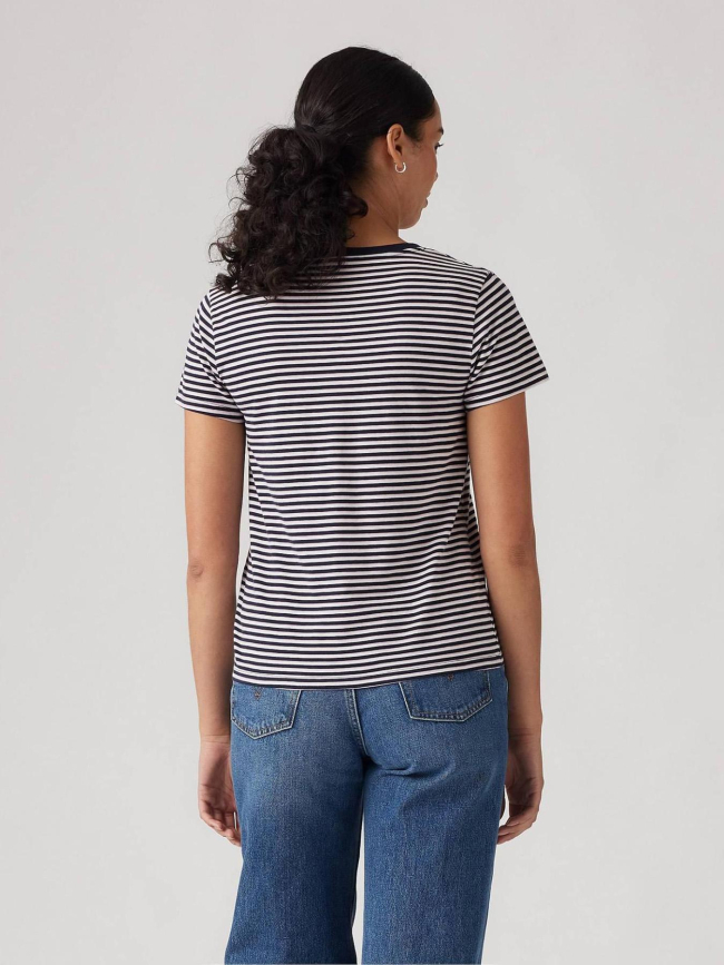 T-shirt manches courtes à rayures et col v blanc femme - Levi's
