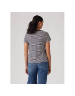T-shirt manches courtes à rayures et col v blanc femme - Levi's
