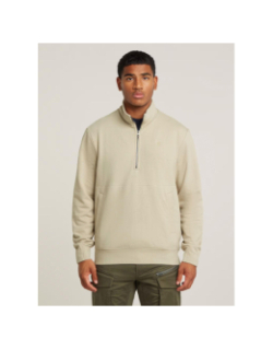 Sweat demi zip à col cheminé nifous beige homme - G Star
