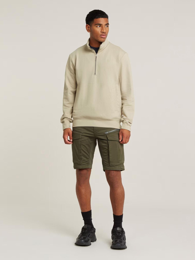 Sweat demi zip à col cheminé nifous beige homme - G Star