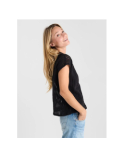 T-shirt en crochet transparent gafo noir femme - Le Temps Des Cerises