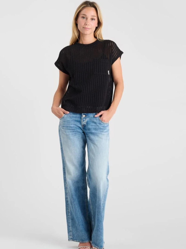 T-shirt en crochet transparent gafo noir femme - Le Temps Des Cerises