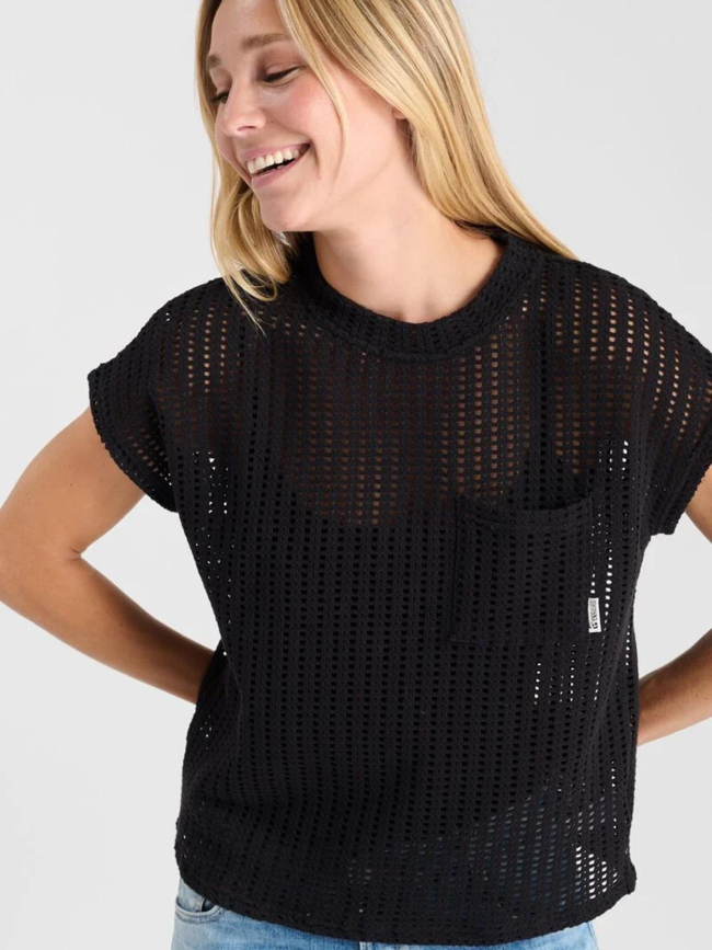 T-shirt en crochet transparent gafo noir femme - Le Temps Des Cerises