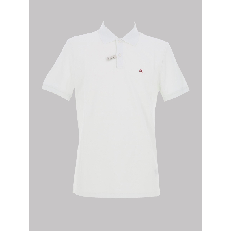 Polo en piqué de coton blanc homme - Calvin Klein Jeans