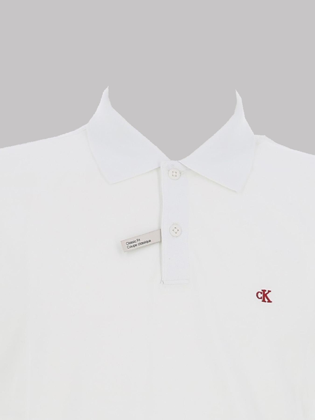 Polo en piqué de coton blanc homme - Calvin Klein Jeans