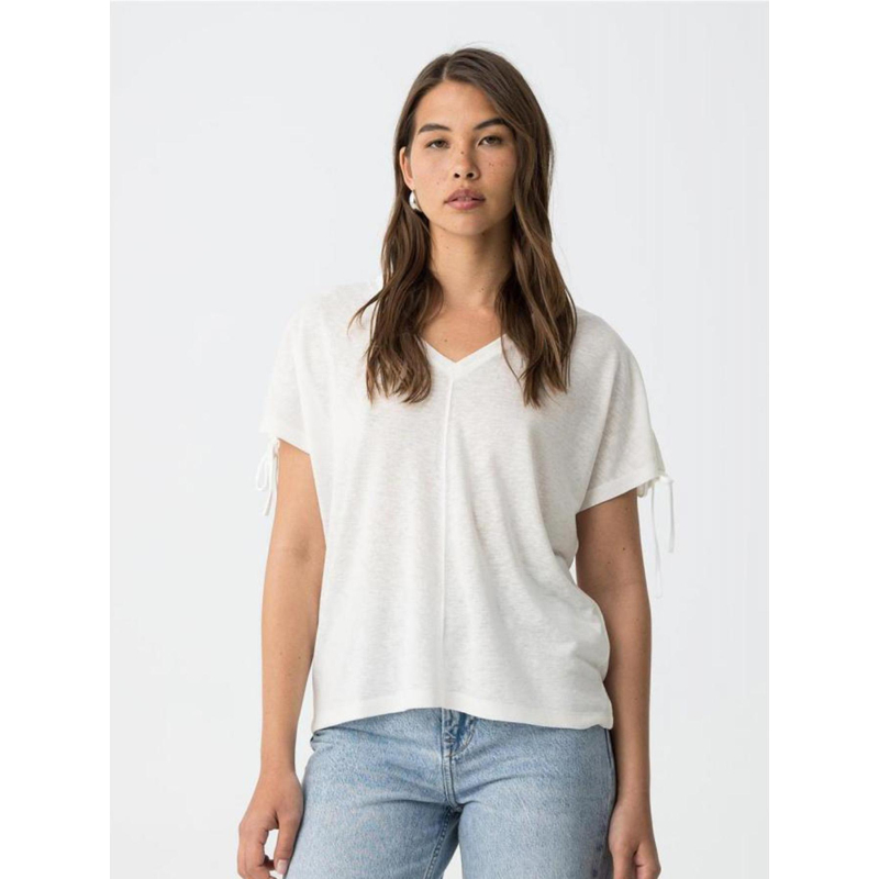 T-shirt col v pepita blanc femme - Tiffosi