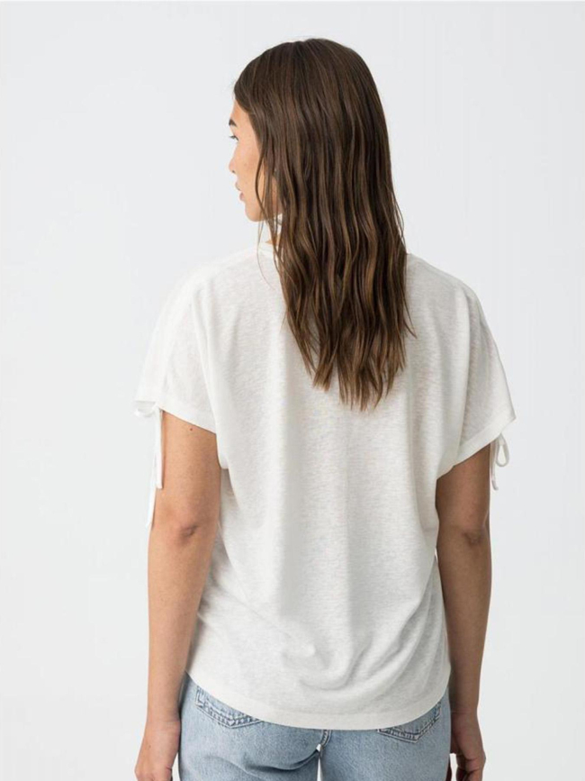 T-shirt col v pepita blanc femme - Tiffosi