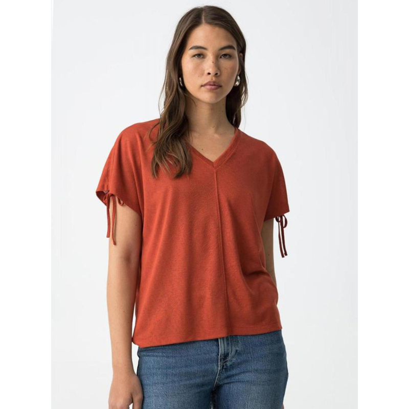 T-shirt col v pepita rouge femme - Tiffosi
